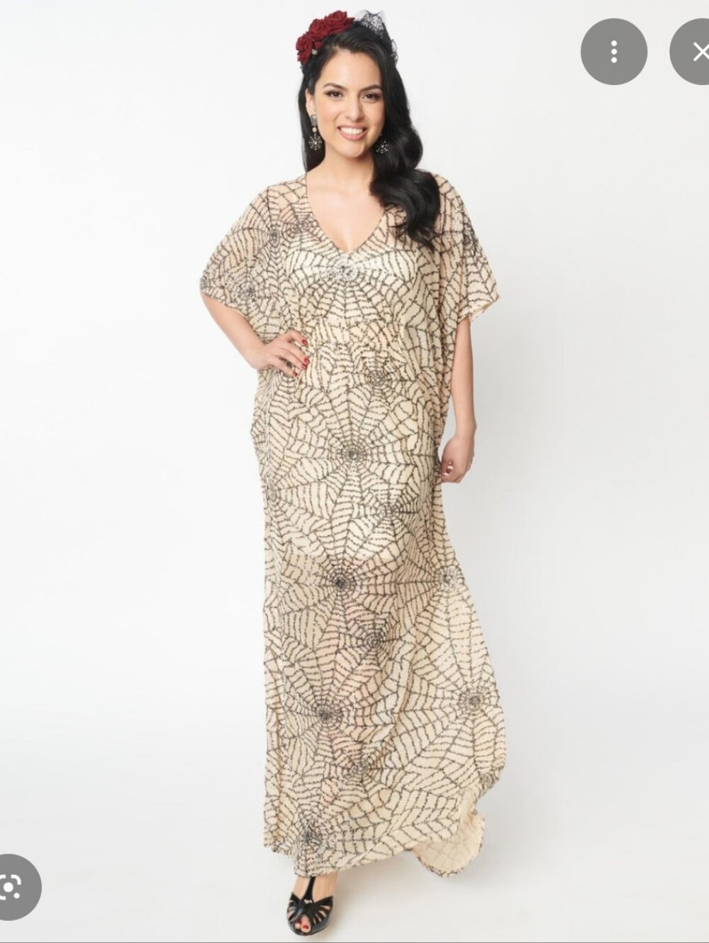 Unique Vintage Sequin Spiderweb Caftan Dress